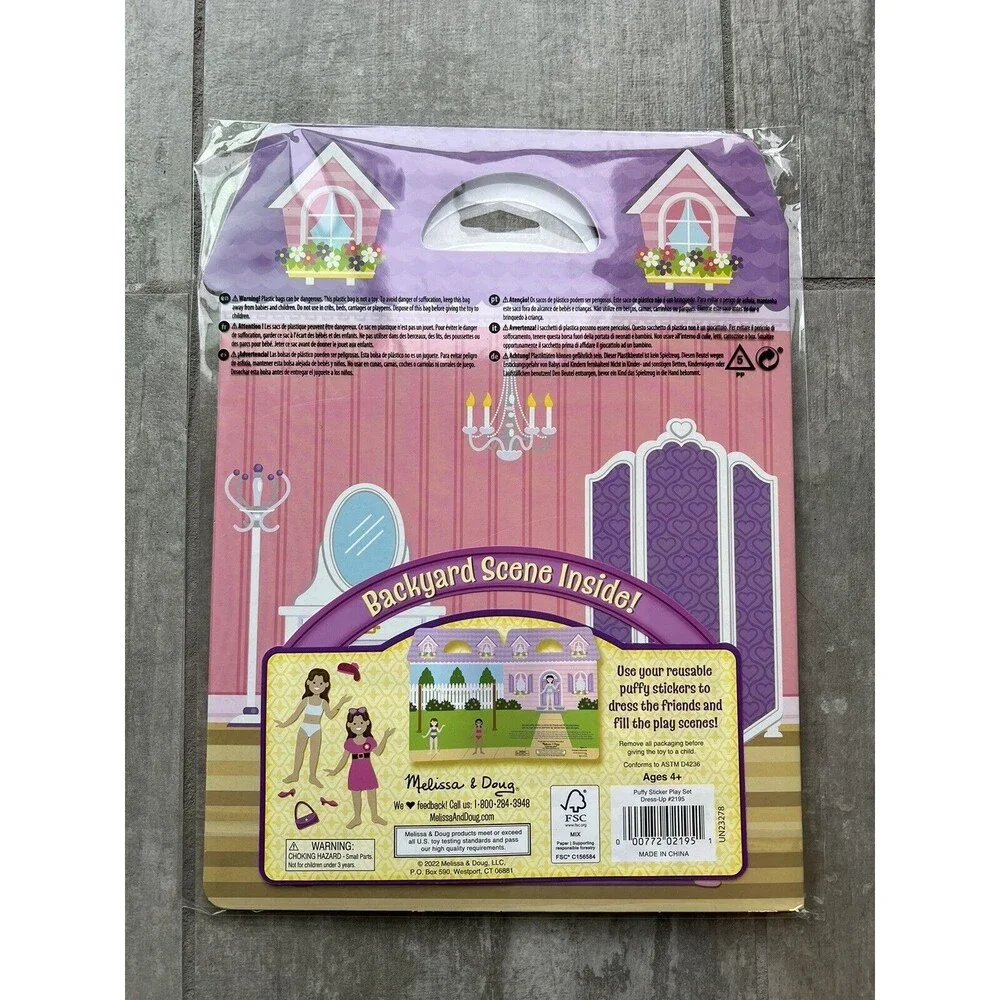 Melissa & Doug Dress Up 76 Reusable Puffy Sticker Play Set w/ Fold & Go Scenes